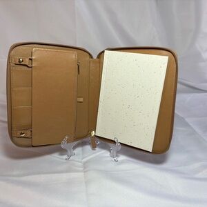 2/$30 Peter Pauper Press Tan Faux Leather Padded Portfolio with Notepad